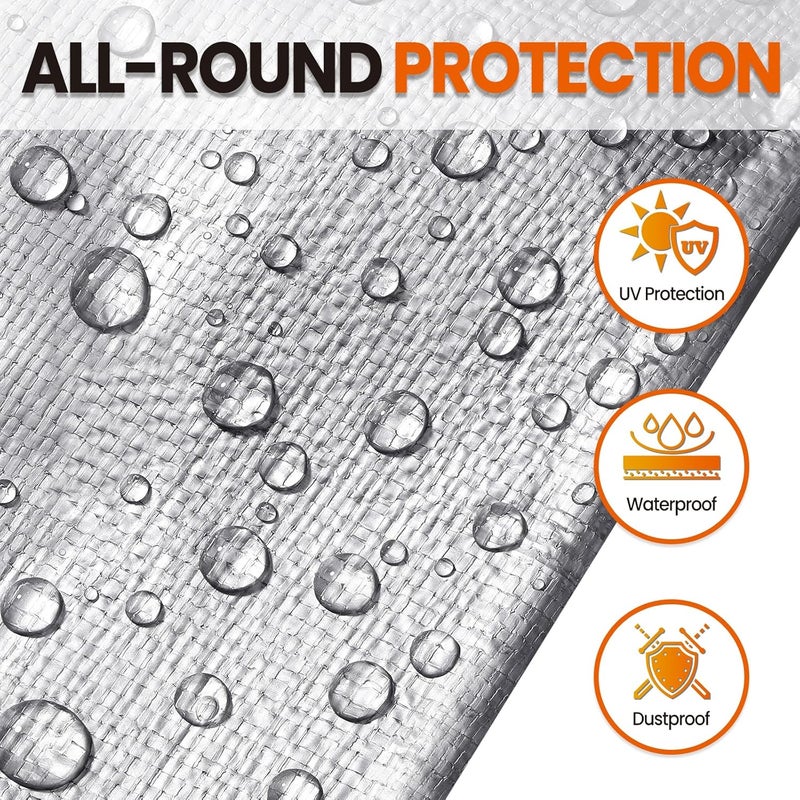 SpacEver 8x10 FT Tarp Waterproof, 16 Mil Tarps Heavy Duty Waterproof Multipurpose Protective Cover UV Resistant Rip & Tear Resistant with Grommets Reversible for Home Boats Cars Camping - Image 3